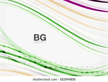 Bandas de color vectorial, líneas onduladas fondo geométrico moderno. Fondo de plantilla de vector para diseño de flujo de trabajo, diagrama, opciones de número o diseño web