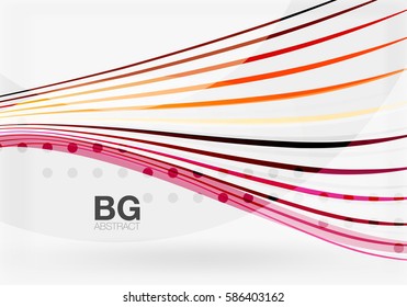 Vector color stripes, wave lines modern geometric background. Vector template background for workflow layout, diagram, number options or web design