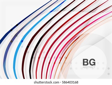Vektorfarbstreifen, Wellenlinien, moderner geometrischer Hintergrund. Vektorvorlagenhintergrund für das Workflowlayout, -diagramm, -nummeroptionen oder Webdesign