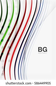 Vector color stripes, wave lines modern geometric background. Vector template background for workflow layout, diagram, number options or web design