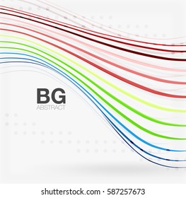 Vector color stripes, wave lines modern geometric background. Vector template background for workflow layout, diagram, number options or web design