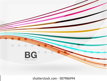 Bandas de color vectorial, líneas onduladas fondo geométrico moderno. Fondo de plantilla de vector para diseño de flujo de trabajo, diagrama, opciones de número o diseño web