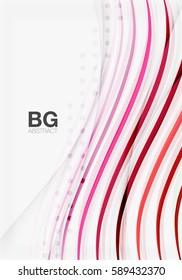 Bandas de color vectorial, líneas onduladas fondo geométrico moderno. Fondo de plantilla de vector para diseño de flujo de trabajo, diagrama, opciones de número o diseño web
