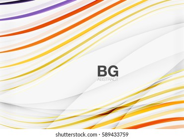 Vector color stripes, wave lines modern geometric background. Vector template background for workflow layout, diagram, number options or web design
