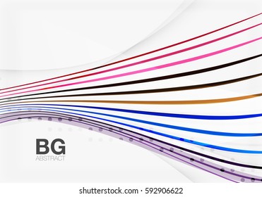 Vector color stripes, wave lines modern geometric background. Vector template background for workflow layout, diagram, number options or web design