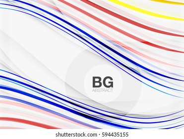 Vektorfarbstreifen, Wellenlinien, moderner geometrischer Hintergrund. Vektorvorlagenhintergrund für das Workflowlayout, -diagramm, -nummeroptionen oder Webdesign