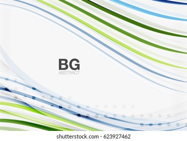 Vektorfarbstreifen, Wellenlinien, moderner geometrischer Hintergrund. Vektorvorlagenhintergrund für das Workflowlayout, -diagramm, -nummeroptionen oder Webdesign