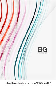 Vector color stripes, wave lines modern geometric background. Vector template background for workflow layout, diagram, number options or web design