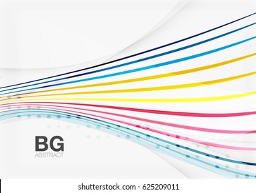 Bandas de color vectorial, líneas onduladas fondo geométrico moderno.  fondo de plantilla para diseño de flujo de trabajo, diagrama, opciones de número o diseño web