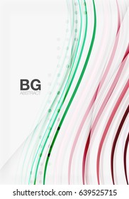 Vector color stripes, wave lines modern geometric background. Vector template background for workflow layout, diagram, number options or web design