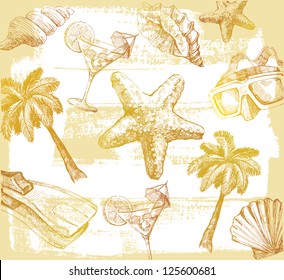 vector color summer holiday theme hand draw