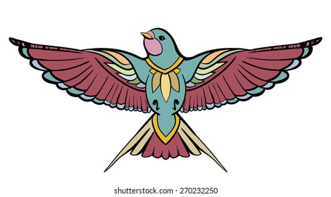 Vector Color Swallow Tattoo Illustration