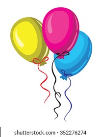 vector color three baloon on white background