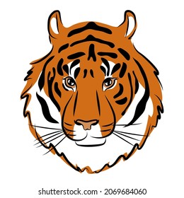 vector color tiger symbol wild danger striped asian sibirian animal mammal big portrait new year sign 2022 full face