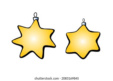 Vector color toy, decoration in form of star for xmas tree, in doodle style. Clipart for Merry Christmas and New Year