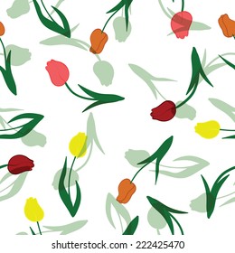 Vector color tulip seamless pattern for background and gift paper