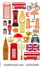 vector color uk icon set on white