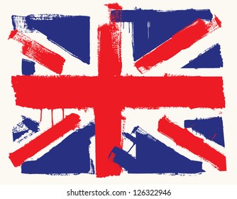 vector color UK paint flag on beige
