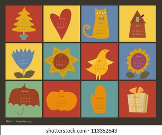 vector color wall calendar 2013 season