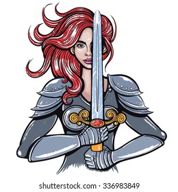 Vector Color Warrior Woman Illustration