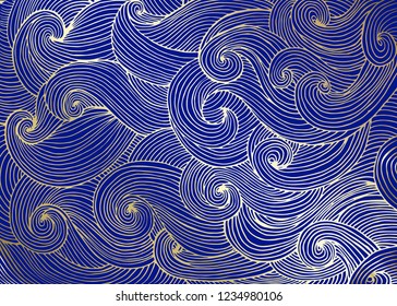 Vector color wave background. Blue abstract sea texture.