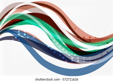 Líneas de onda de color vectorial con efecto de puntos sobre el fondo de la luz. Plantilla para diseño de flujo de trabajo, diagrama, opciones de número o diseño web