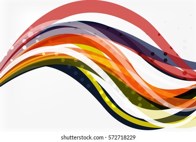 Líneas de onda de color vectorial con efecto de puntos sobre el fondo de la luz. Plantilla para diseño de flujo de trabajo, diagrama, opciones de número o diseño web