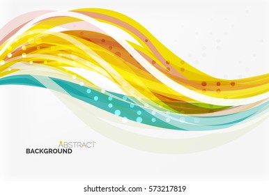 Vector color wave lines with dotted effect on light background. Template for workflow layout, diagram, number options or web design