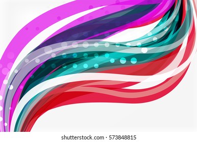 Vector color wave lines with dotted effect on light background. Template for workflow layout, diagram, number options or web design