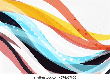 Vector color wave lines with dotted effect on light background. Template for workflow layout, diagram, number options or web design