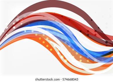 Vector color wave lines with dotted effect on light background. Template for workflow layout, diagram, number options or web design