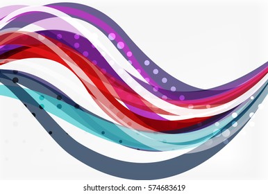 Vector color wave lines with dotted effect on light background. Template for workflow layout, diagram, number options or web design