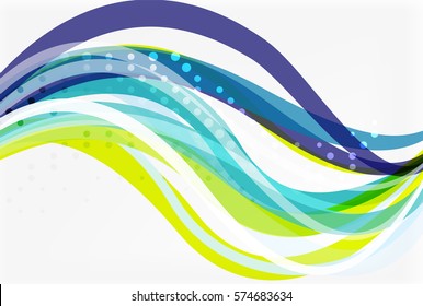Líneas de onda de color vectorial con efecto de puntos sobre el fondo de la luz. Plantilla para diseño de flujo de trabajo, diagrama, opciones de número o diseño web