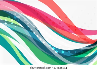 Vector color wave lines with dotted effect on light background. Template for workflow layout, diagram, number options or web design