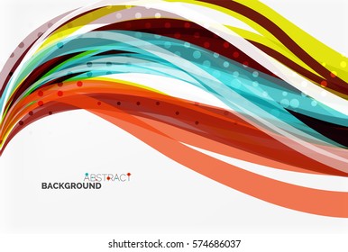 Vector color wave lines with dotted effect on light background. Template for workflow layout, diagram, number options or web design