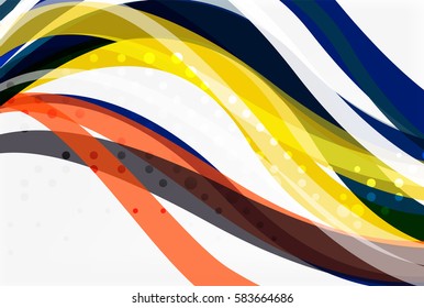 Vector color wave lines with dotted effect on light background. Template for workflow layout, diagram, number options or web design