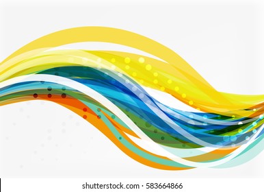 Vector color wave lines with dotted effect on light background. Template for workflow layout, diagram, number options or web design