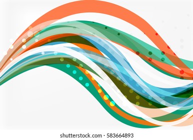 Vector color wave lines with dotted effect on light background. Template for workflow layout, diagram, number options or web design