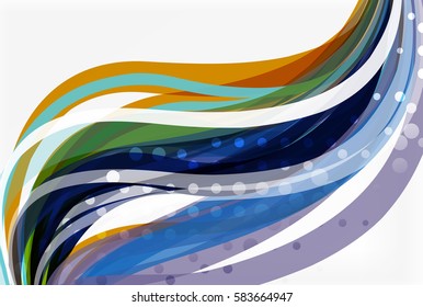 Vector color wave lines with dotted effect on light background. Template for workflow layout, diagram, number options or web design