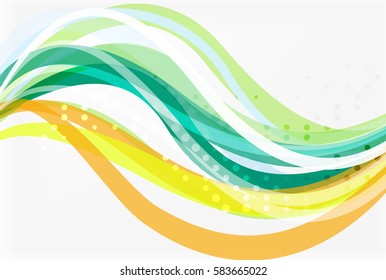 Vector color wave lines with dotted effect on light background. Template for workflow layout, diagram, number options or web design