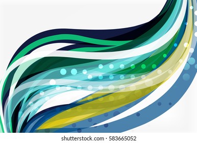 Vector color wave lines with dotted effect on light background. Template for workflow layout, diagram, number options or web design