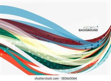 Vector color wave lines with dotted effect on light background. Template for workflow layout, diagram, number options or web design