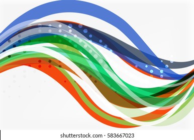 Vector color wave lines with dotted effect on light background. Template for workflow layout, diagram, number options or web design