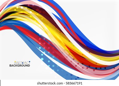 Vector color wave lines with dotted effect on light background. Template for workflow layout, diagram, number options or web design