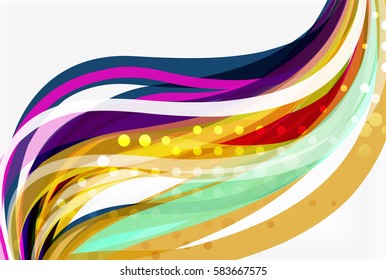 Vektorfarben-Wellenlinien mit punktiertem Effekt auf hellem Hintergrund. Vorlage für Workflow-Layout, Diagramm, Zahlenoptionen oder Webdesign