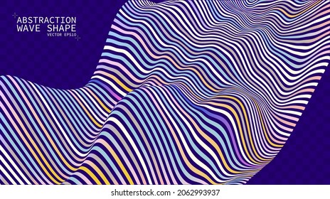 Olas de color vectorial. Abstracción sobre un trasfondo transparente. Ilusiones ópticas de perspectiva. Bandas multicolores, ilustración vectorial 3D.