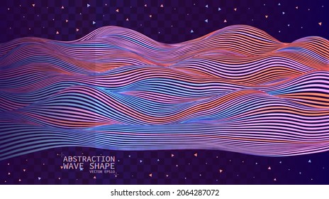 Olas de color vectorial. Abstracción sobre un trasfondo transparente. Ilusiones ópticas de perspectiva. Bandas multicolores, ilustración vectorial 3D.