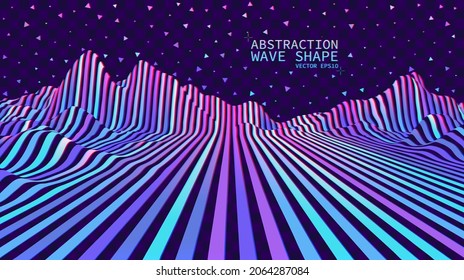 Vector color waves. Abstraction on a transparent background. Perspective optical illusions. Multicolored stripes, 3D vector illustration.