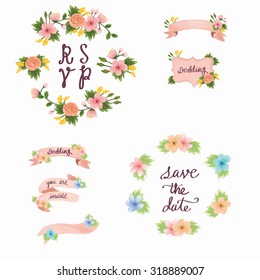 vector color wedding invitation resources with flower