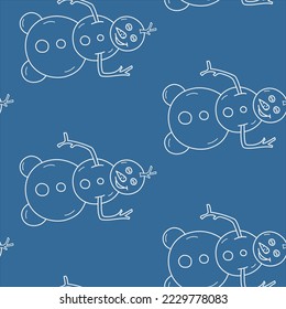 Vector color winter seamless pattern with snowmans lying on its side. New year, Christmas, textile, paper, office supplies, web design.